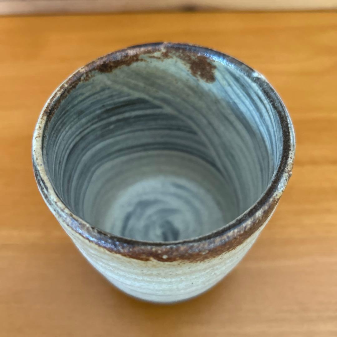 吉川心水造　鉄絵湯呑　益子焼　陶器 陶芸家