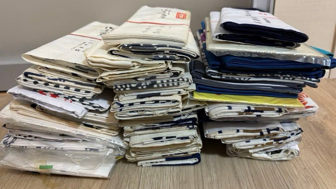 手ぬぐい 手拭い 生地 古布 粗品 昭和レトロ 長期保管品　60枚　まとめて