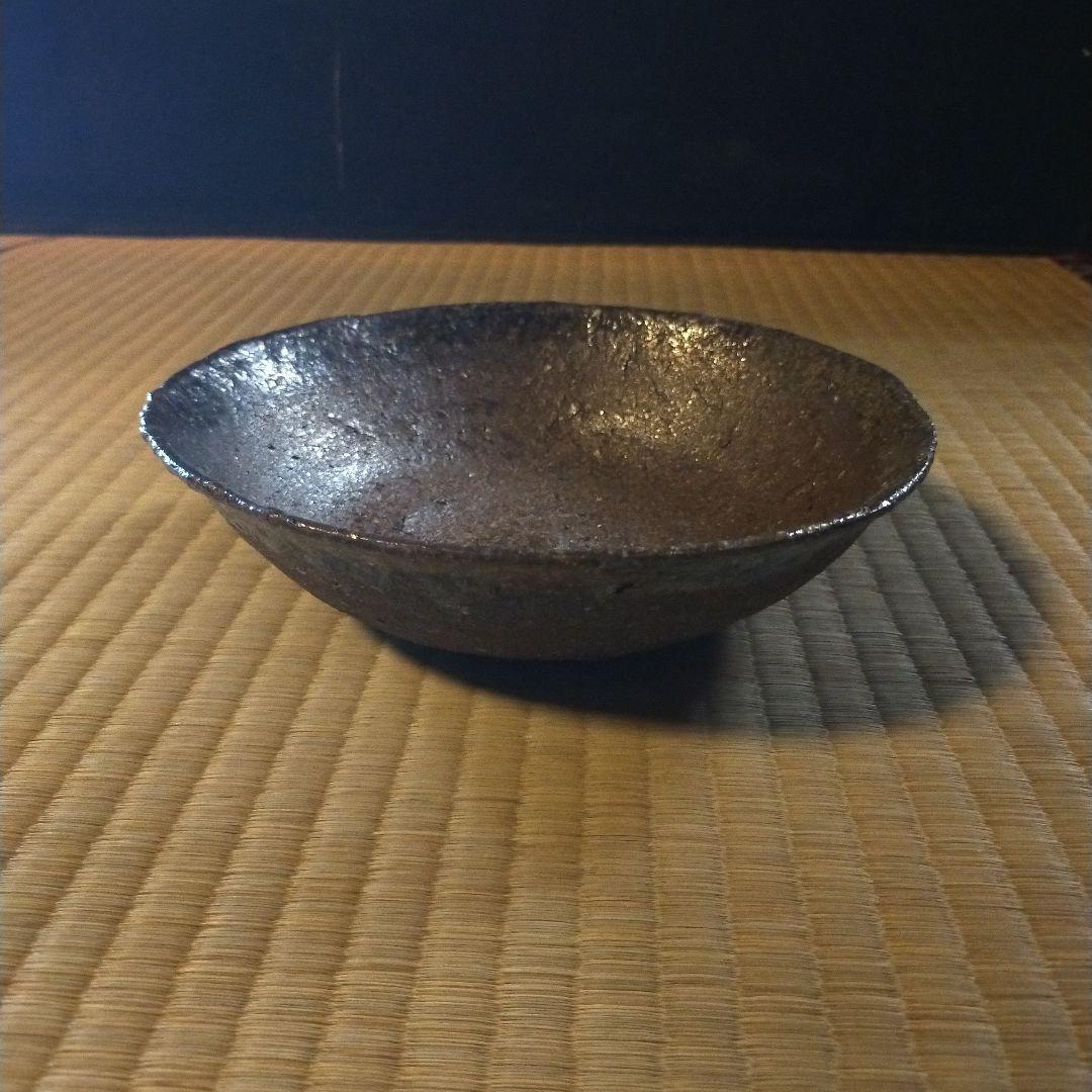 陶器 ボウル 大皿　菓子鉢　焦茶色