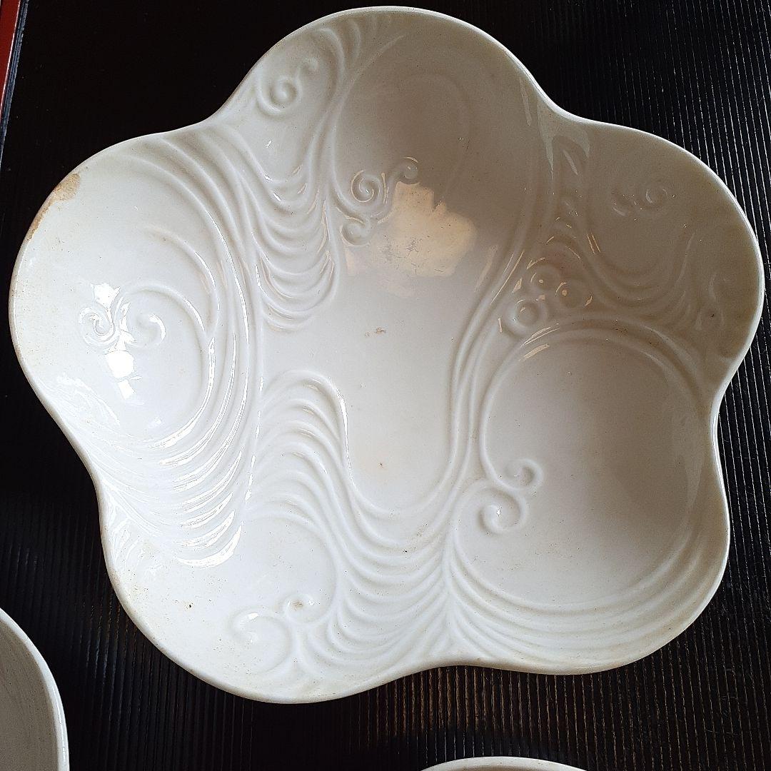 白髙麗波彫花文皿五客