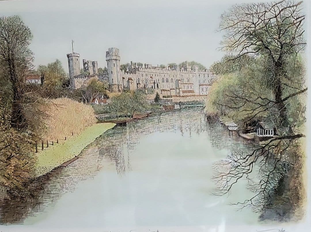 織田義郎　銅版画　『ウォーリック城』