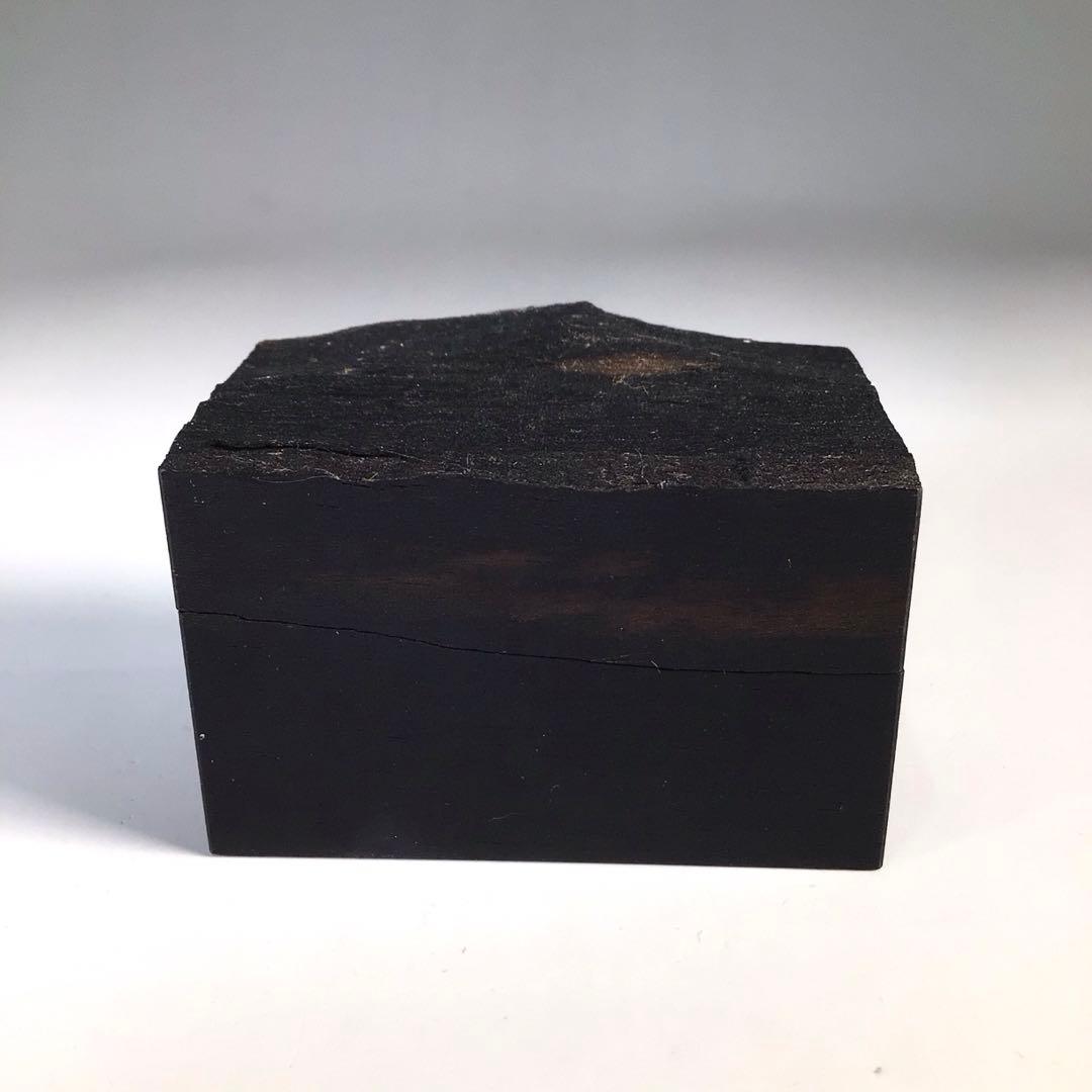 Ｎ７２９　香合　『中林星山作』『芦に雁蒔絵』『黒柿割香合』　共箱　茶道具