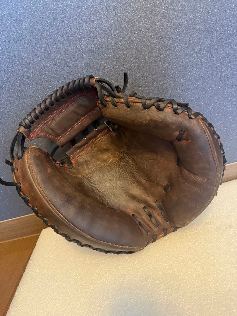 ★即戦力★ ハタケヤマ 一般硬式用 キャッチャーミット 全紐 ウェブ ヘリ革交換