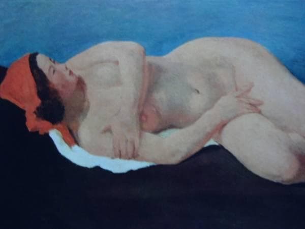 寺内萬治郎、横臥裸婦２、800部限定大判画集画、新品額装