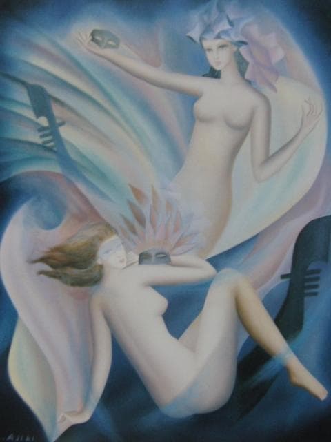 安食一雄、【ベネチア】、希少な額装用画集より、新品額装付