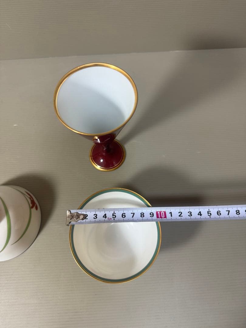 2185 香蘭社　ワインカップ1客　湯呑4客　金彩