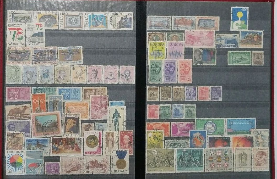 イタリア　２０-８０年代　使用済み切手　コレクション台紙付き