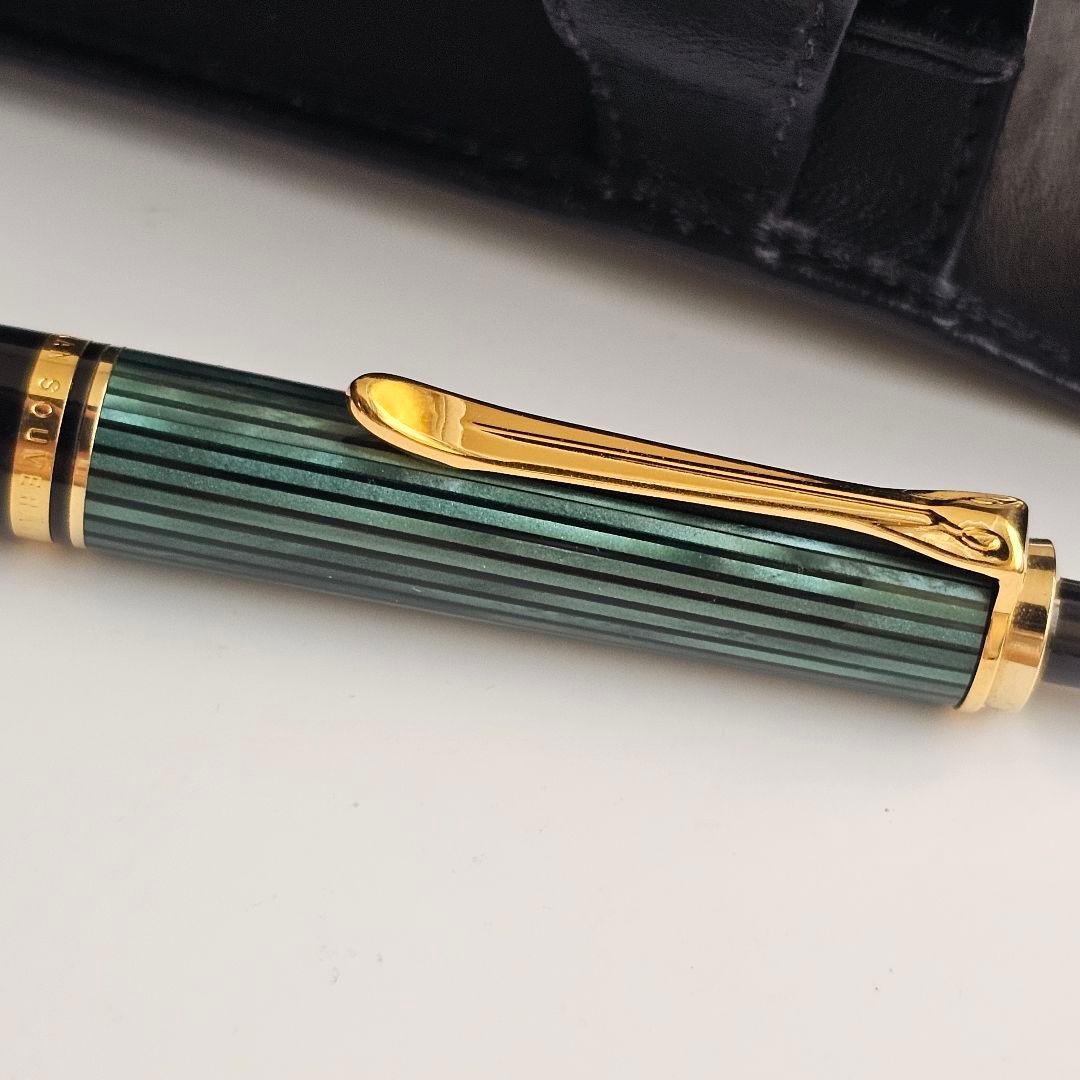 ペリカン D400 スーベレーン 緑縞 シャーペン レザーケース付き