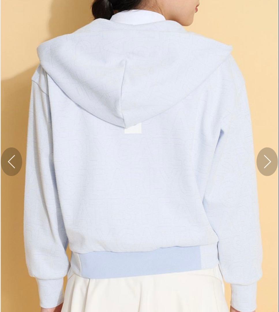 【新品タグ付き】パーリーゲイツ 総柄ロゴフルジップダンボールパーカー