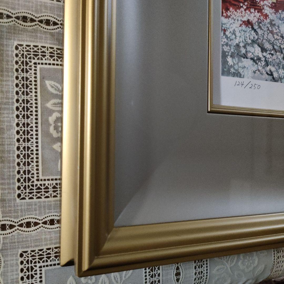 \"新品\" 後藤純男リトグラフ『春風塔映』発行 宝泉洞、共シール、ウコン布＆共箱付