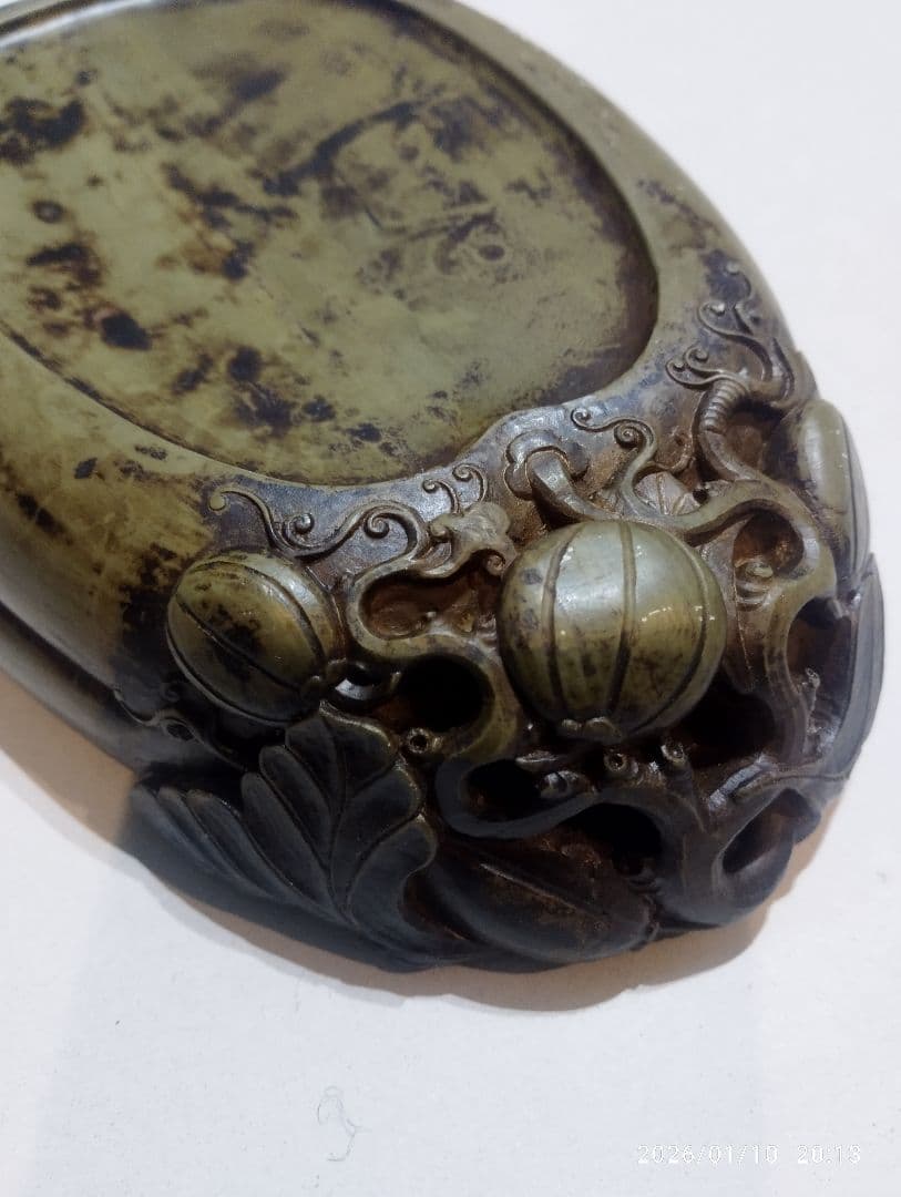 ふ中国美術　端渓硯　緑端渓　硯　書道具