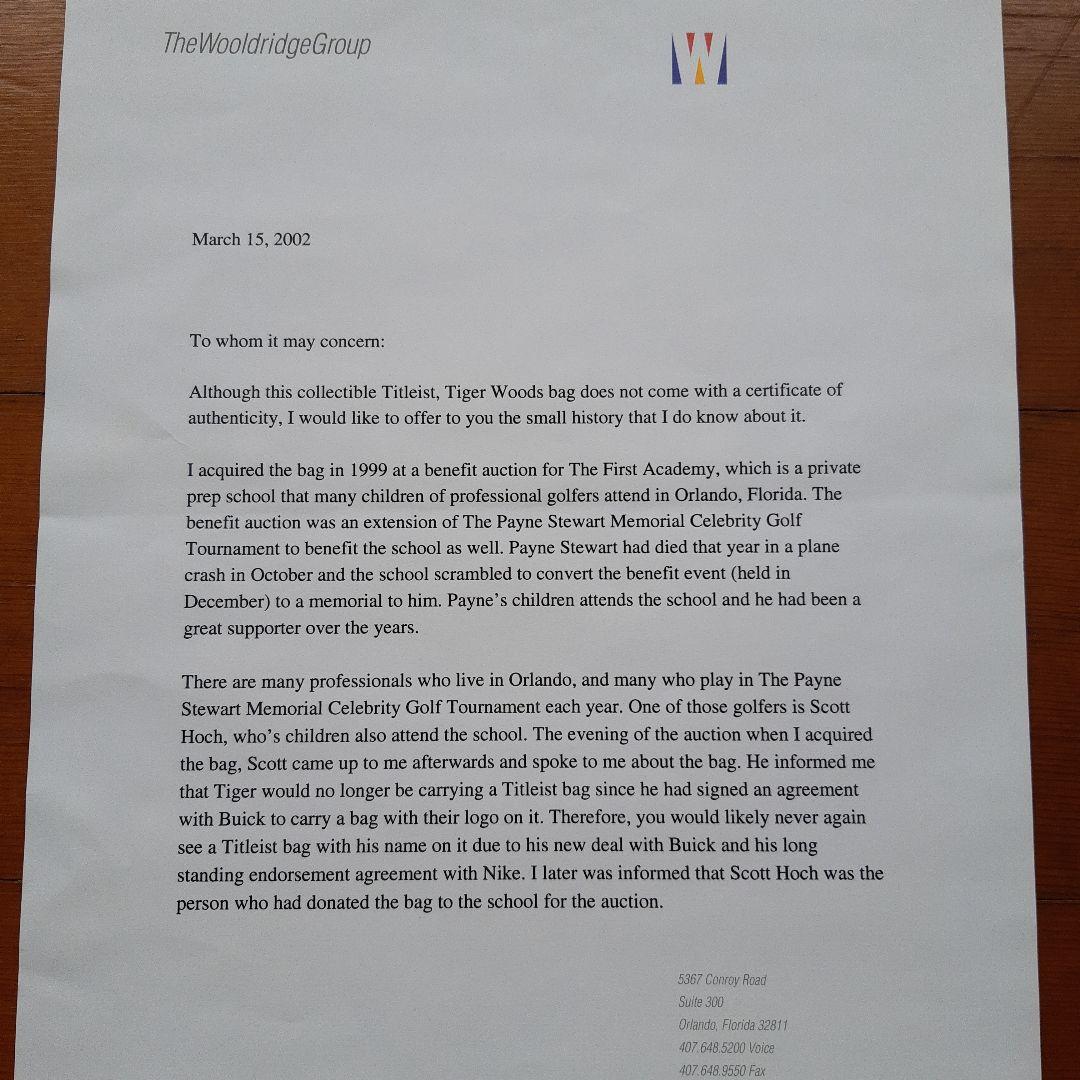 Titleist タイガー・ウッズ サイン入りゴルフバッグ