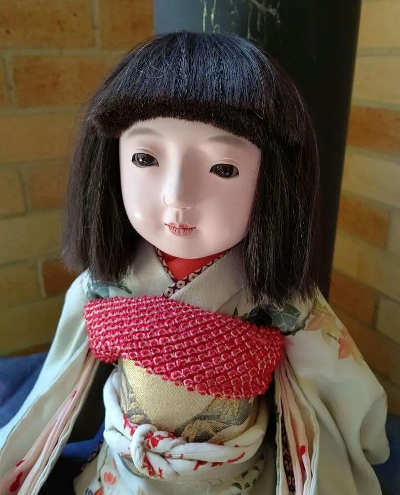 市松人形 銘はありませんが光龍斎です 昭和初期 大正の手描友禅 髪張り替え済み