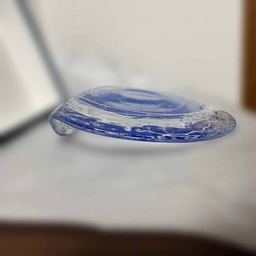 『玻璃の匠 山下富生 作』マルティグラス 硝子皿　ブルー①
