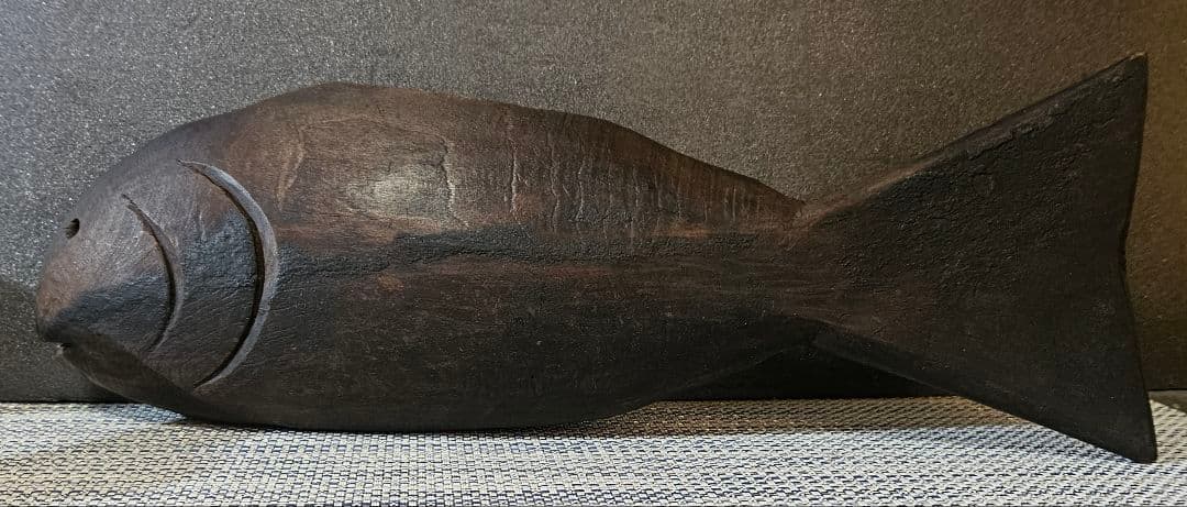 古民具　古道具　自在鉤　鯛 鯉横木　木彫 彫刻　オブジェ　インテリア　レトロ