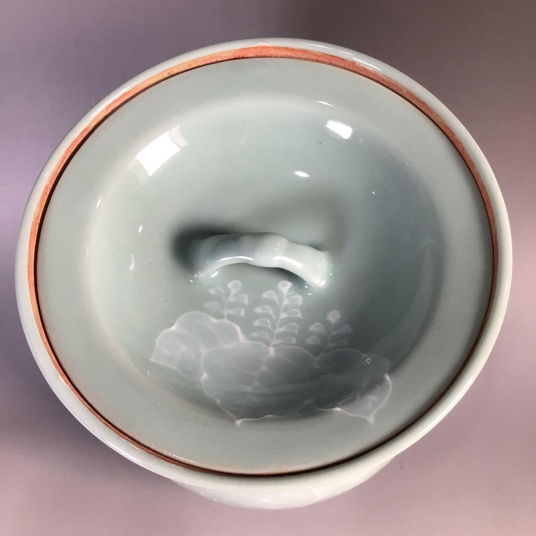 Ｍ５６６　皆具　『京焼』『平安静山造』『桐文』『青磁皆具』　共箱　茶道具