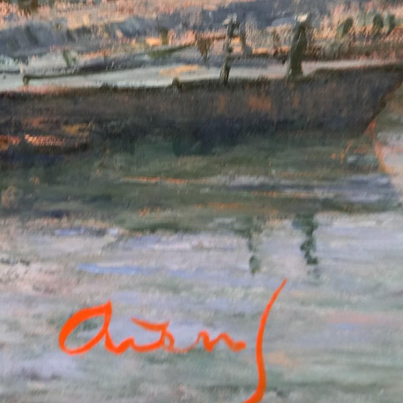 ☆ 佐藤あつ子 ☆「雨の小樽運河」油絵　P６号 未使用額！