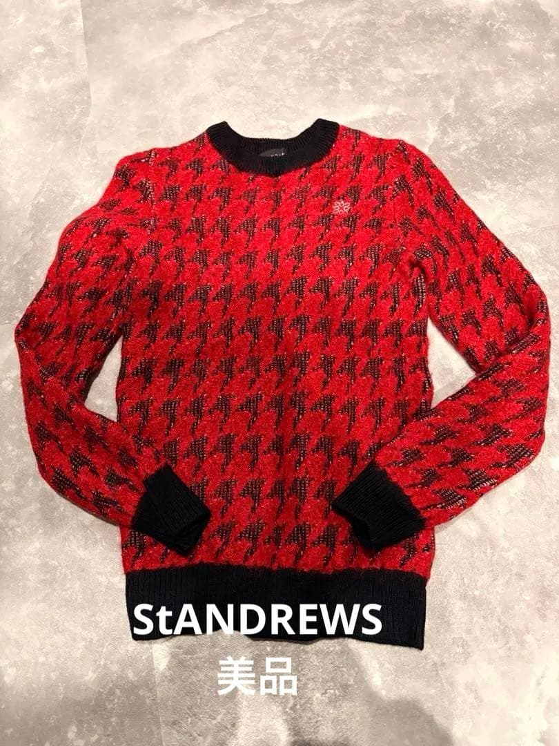 St ANDREWSレディース ゴルフ ニットセーター 赤黒