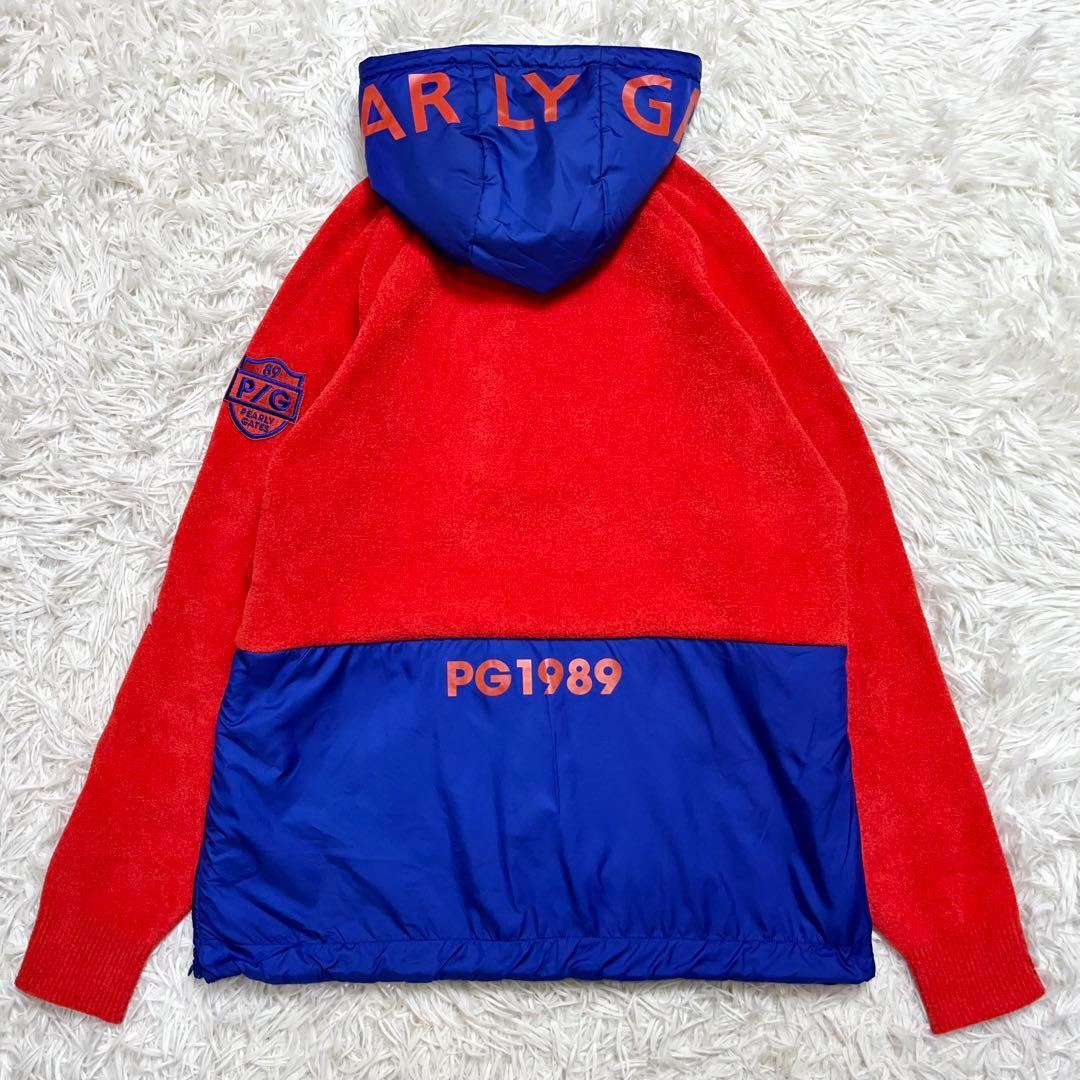 美品✨パーリーゲイツ フリース ナイロンパーカー M ハーフジップ バイカラー