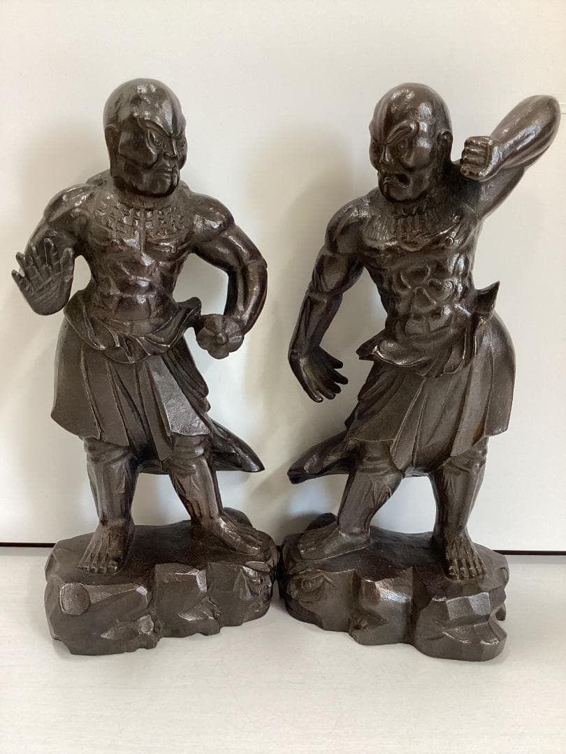 阿吽像　仁王像　2体セット　金剛力士像　仏像　骨董品　A140