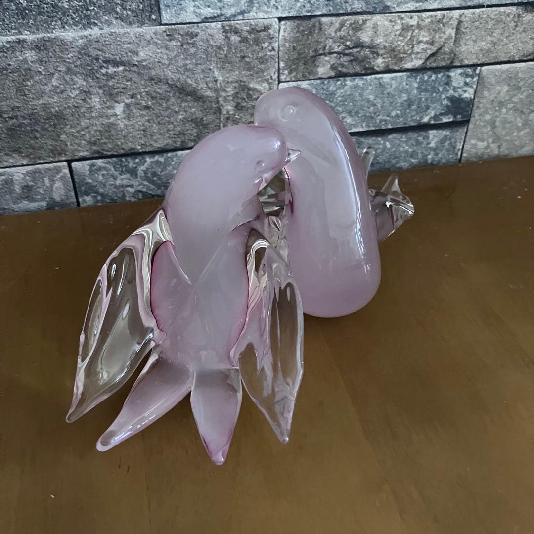 薄いピンクの鳥のガラス置物　ベネチアングラス　ムラーノmurano イタリア