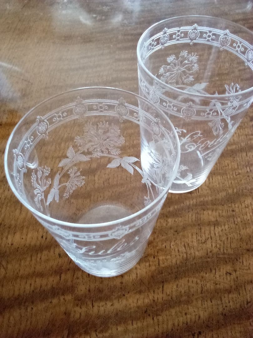 フランス オ—ルド タンブラーグラス ２客 (ペア )