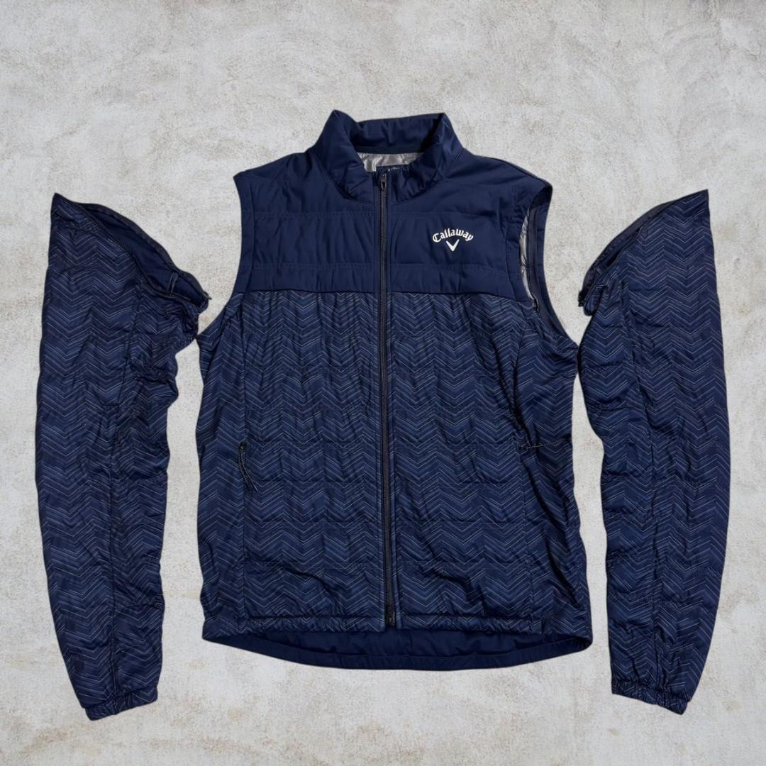 【美品】Callaway ゴルフ 中綿入りスターストレッチブルゾン ネイビー
