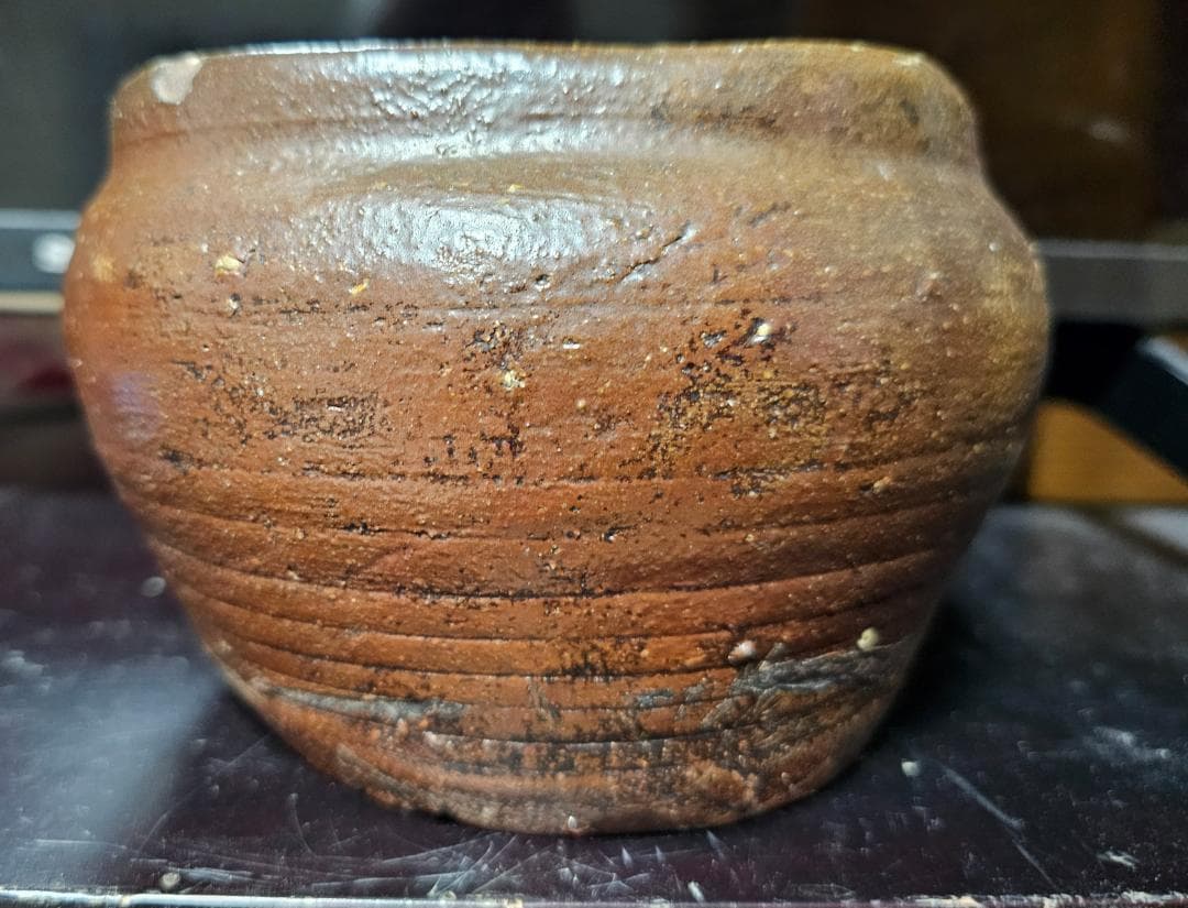 江戸初期 古田織部好み建水 古備前 分銅描判