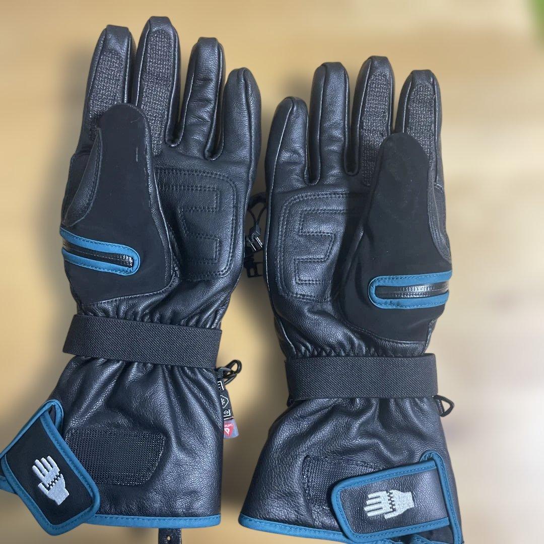 HAND OUT 防水グローブ Mサイズ ブラック/ブルー　レザー