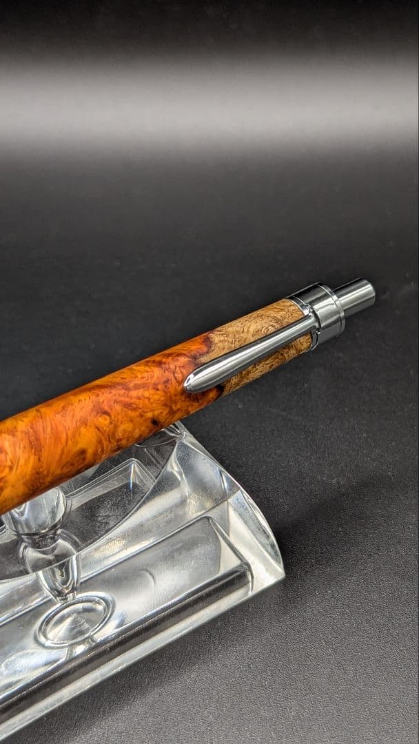 332ペン工房翌檜　特上　本花梨　紅白　源平　瘤杢　木軸シャーペン　ボールペン