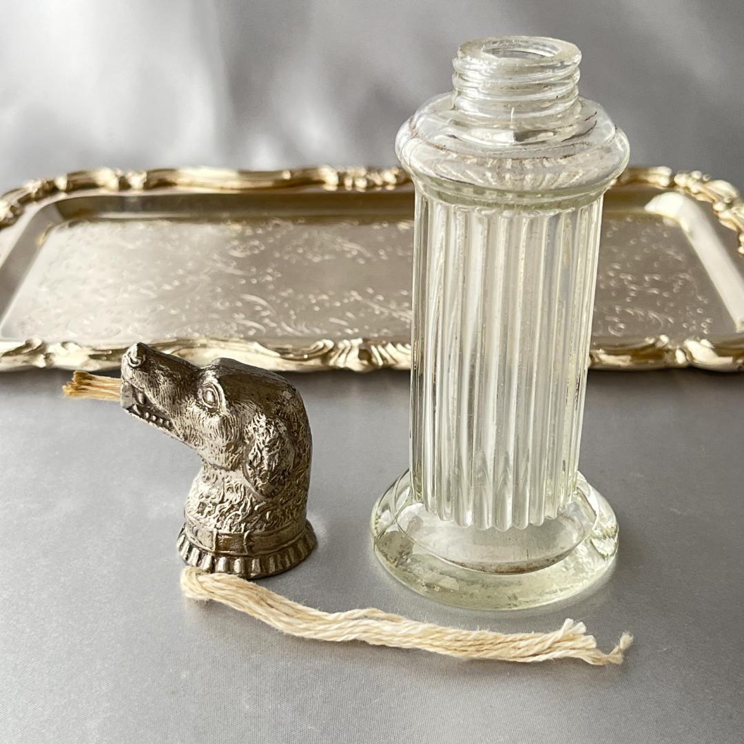 【英国】レトリバー テーブルシガーライター【シルバープレート / ガラス】犬