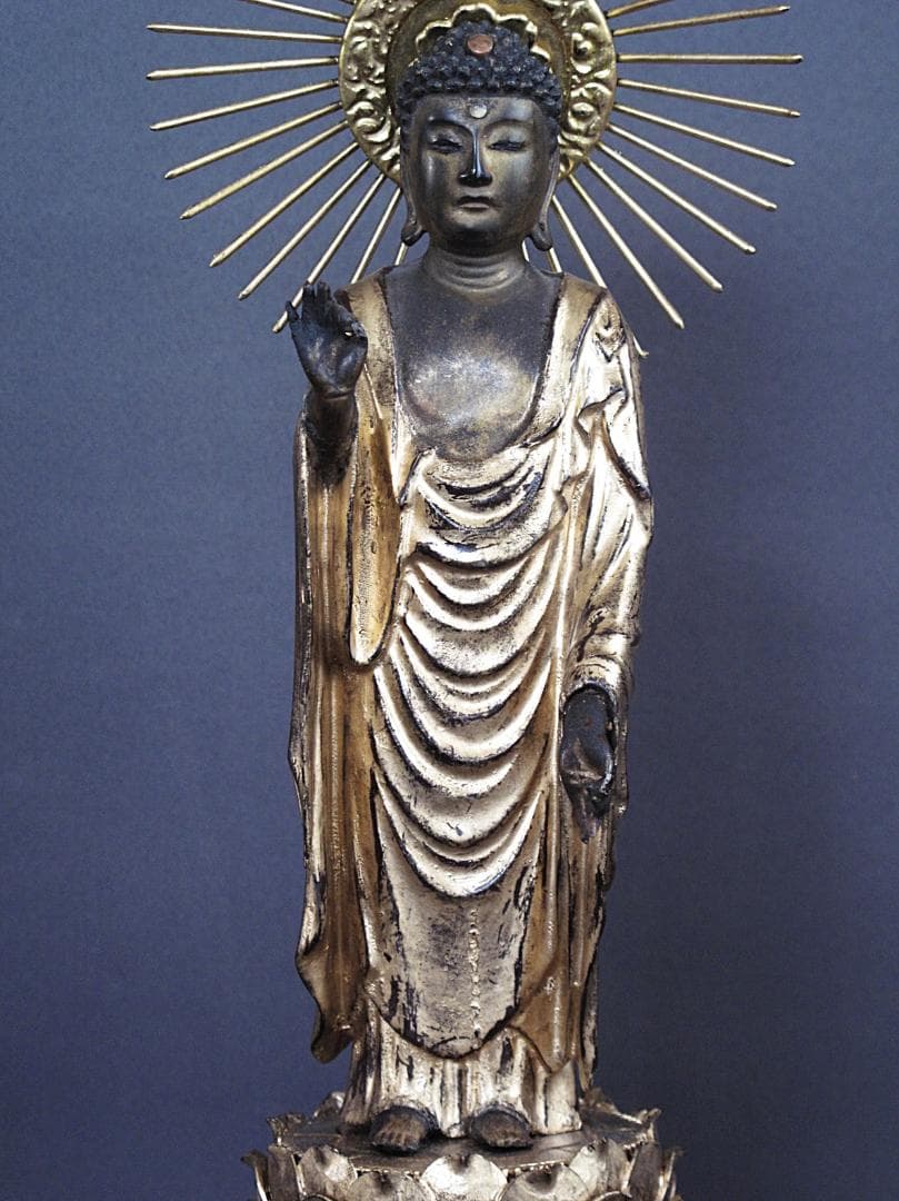 古仏像!!『木造 阿弥陀如来立像』総高33.5㎝ 像高19.5㎝