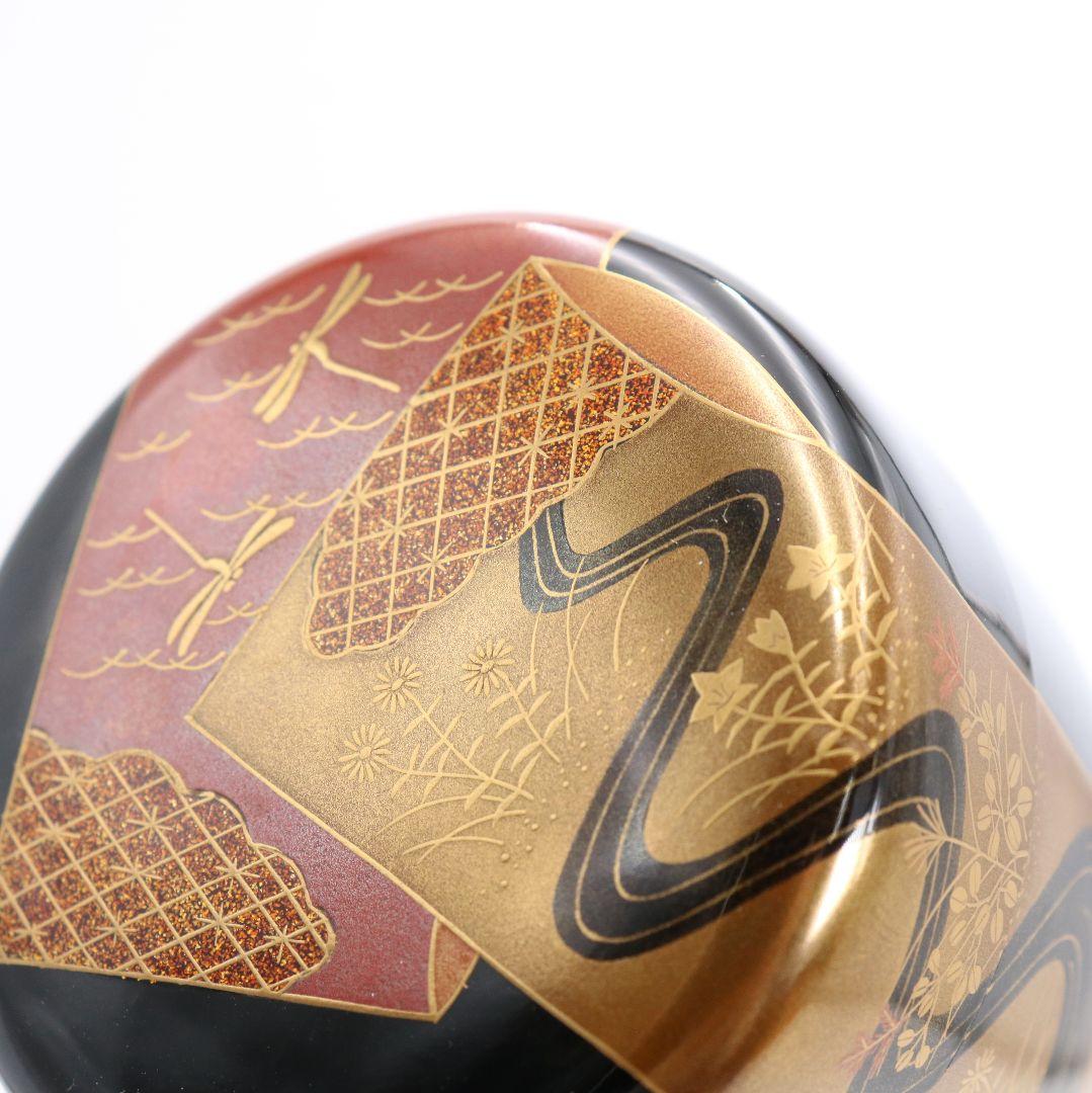 村田宗覚作 誰袖蒔絵 大棗 内銀溜 茶道具 共箱共布　AZ603　NT7