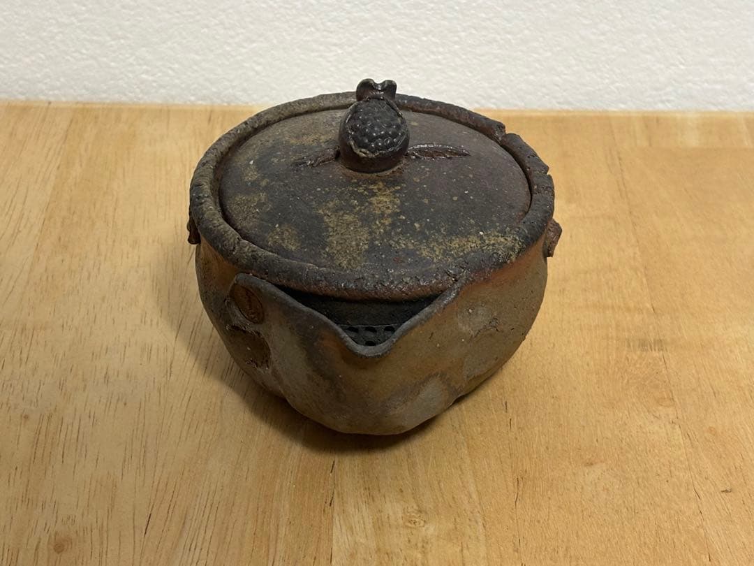 76.備前焼 宝瓶 登り窯 柘榴 ザクロ 手びねり 急須