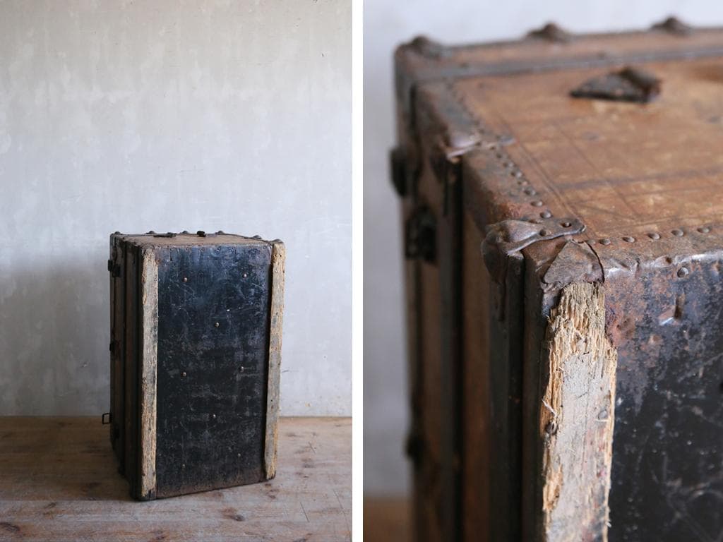 英国アンティーク古木トランクケース/スーツケース/テーブル机(74-307)