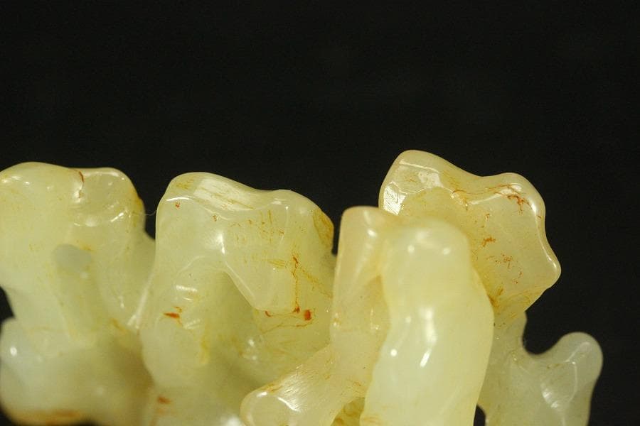 中国美術 白玉石 刻 太湖石 筆架 文房四宝(HA426)