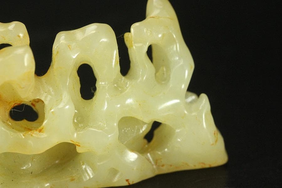 中国美術 白玉石 刻 太湖石 筆架 文房四宝(HA426)