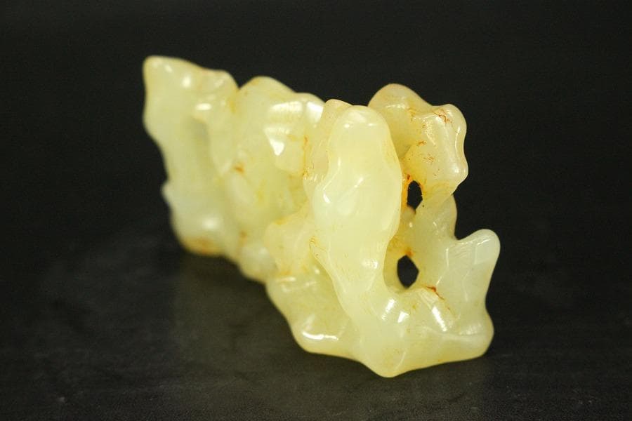 中国美術 白玉石 刻 太湖石 筆架 文房四宝(HA426)