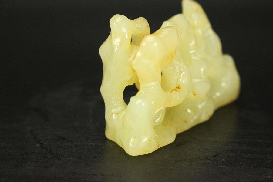 中国美術 白玉石 刻 太湖石 筆架 文房四宝(HA426)