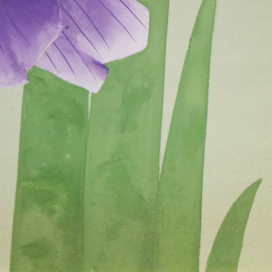 鈴木瀧央『花しょうぶ』静物画 日本画 油彩 油絵 絵画 肉筆 額装