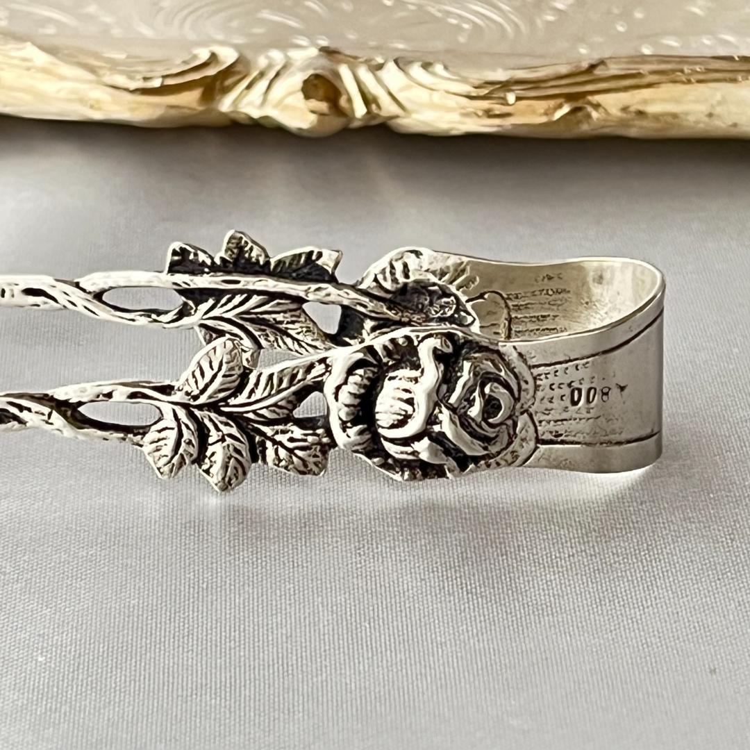 【ドイツ】薔薇のシュガートング 【純銀】 ヒルデスハイムローズ 8.8cm