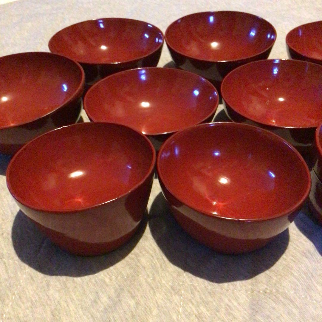 赤漆塗　底厚　お椀色々　蔵から発見　昭和初期　大正　明治　レトロ品！希少！