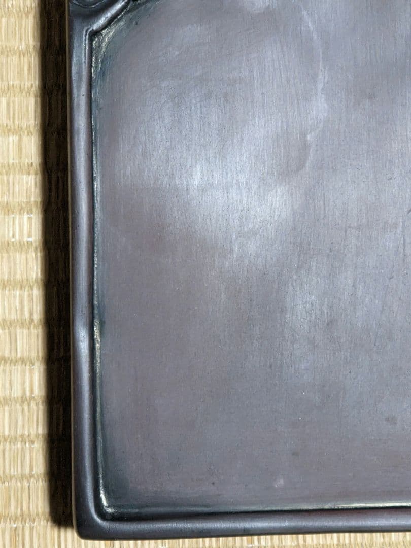 ♦中国古玩 楼閣 龍 漢詩刻紋入 老硯 古硯 古玩 文房四宝 古美術品 骨董品