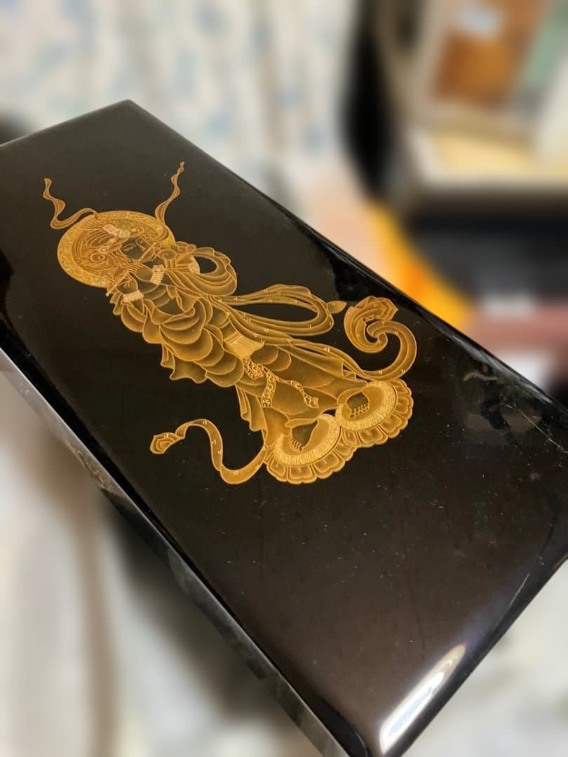 黒漆の文箱 金色装飾