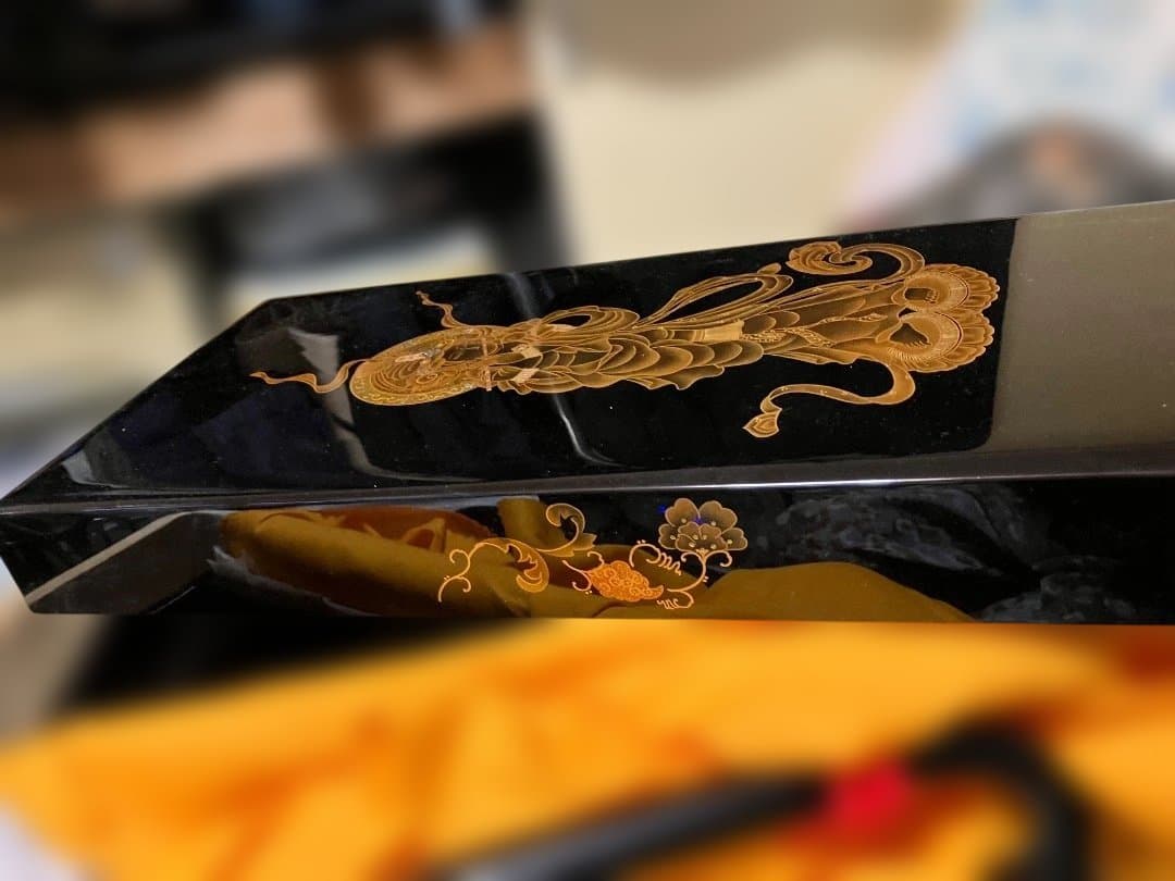 黒漆の文箱 金色装飾