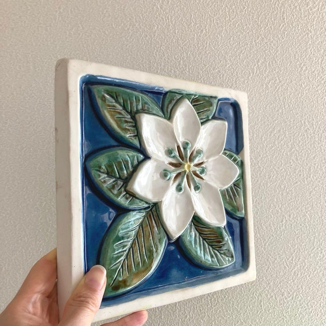 ★SALE★北欧ヴィンテージ　JIE白陶板（大）とても珍しいツマトリソウの陶板