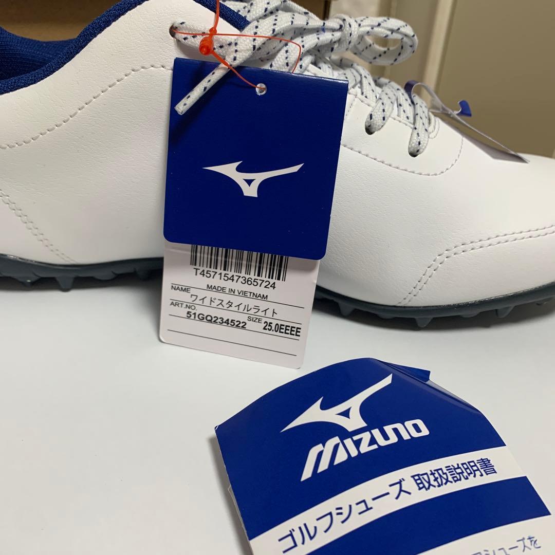 【新品未使用】ミズノ ゴルフシューズ 25㎝ ワイドスタイル ライト 4E 軽量