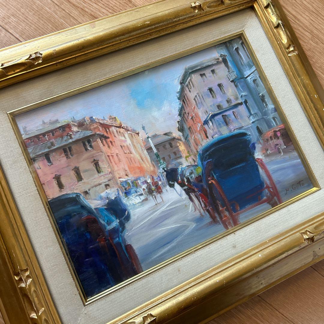 値下げ「ローマの朝」 一線美術協会　後藤弘画伯のローマの朝の街並みを描いた油彩画