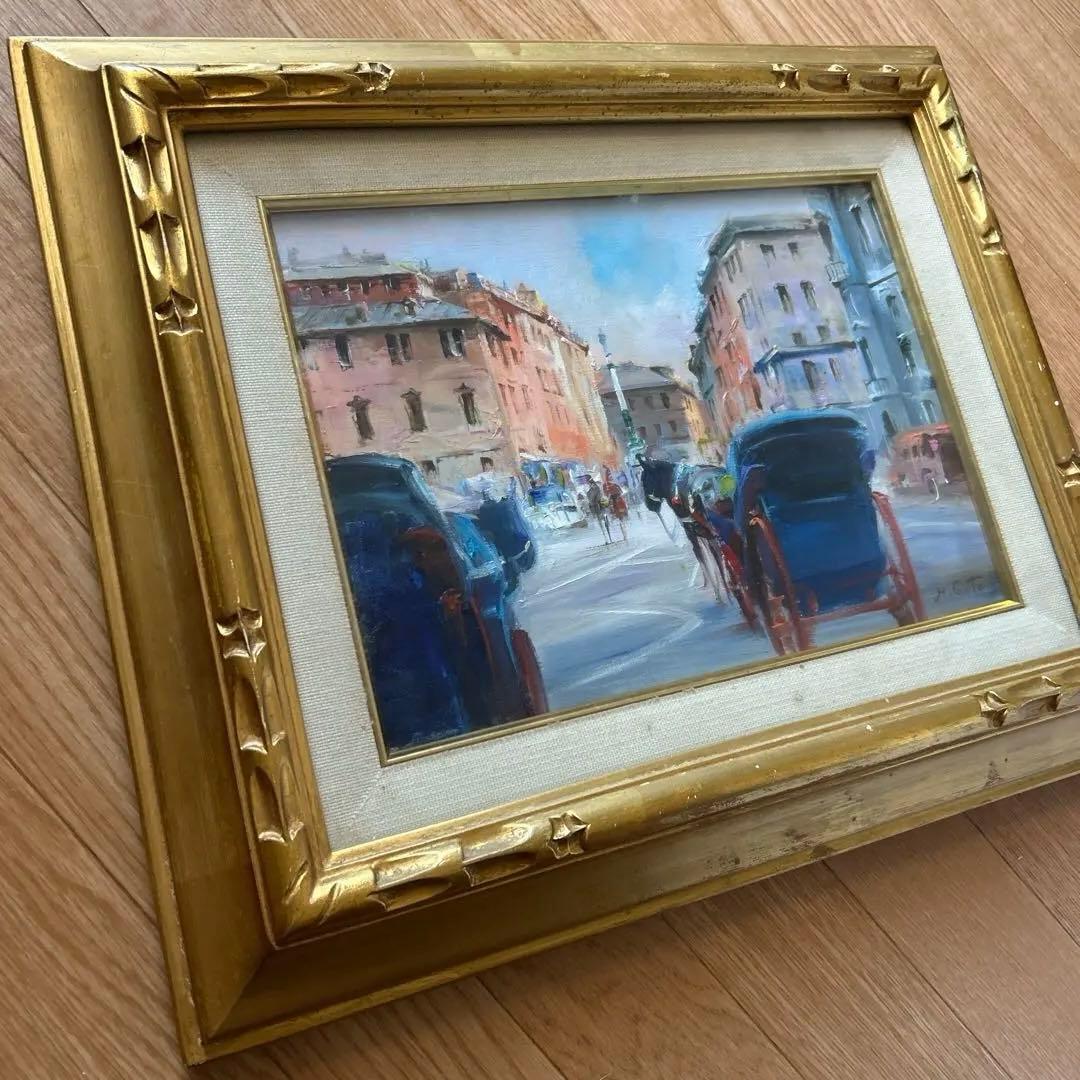 値下げ「ローマの朝」 一線美術協会　後藤弘画伯のローマの朝の街並みを描いた油彩画