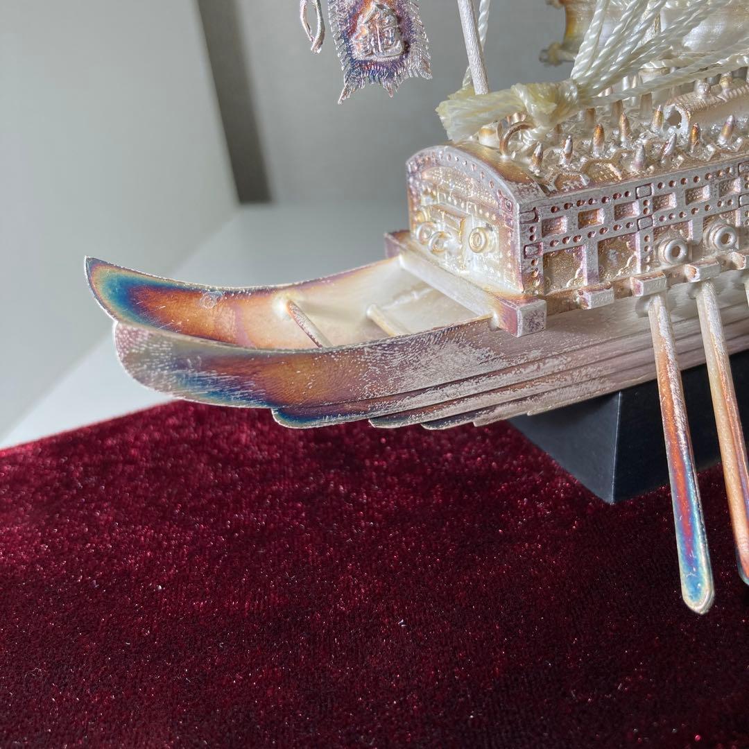 純銀99.9% 亀甲船置物 韓国造船記念品　韓国銀工芸品　ケース付き